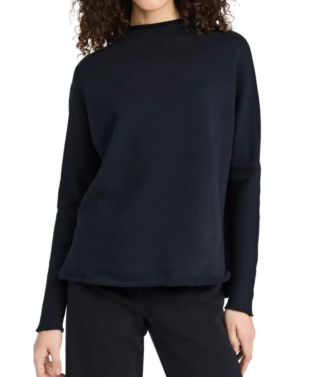 Frank & Eileen Effie Long Sleeve Capelet Pullover Sweatshirt Top LARGE Black